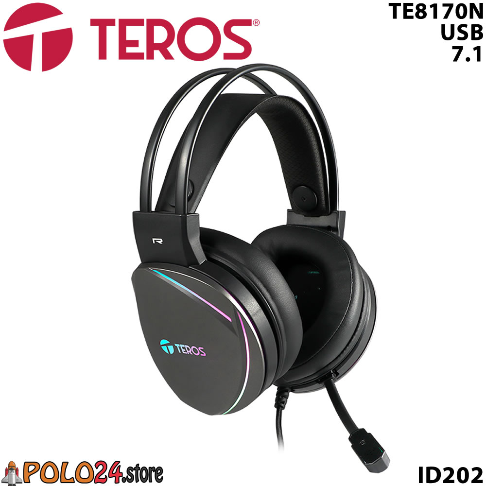Auriculares Gaming TEROS TE-8170N 7.1 micrófono USB RGB ID202 - Imagen 2